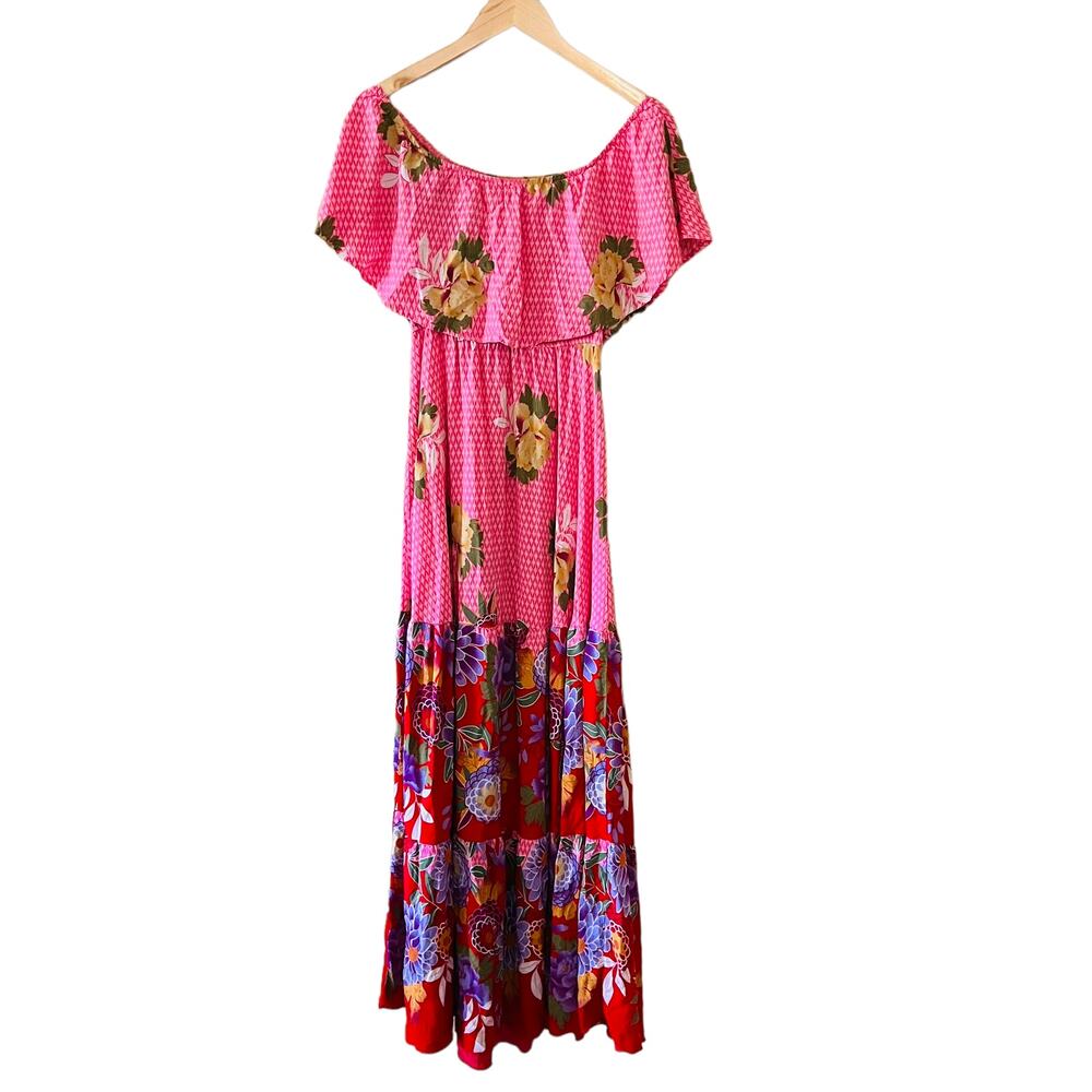 Aakaa Mixed Media Layered Maxi Dress Size Small - Picture 7 of 7